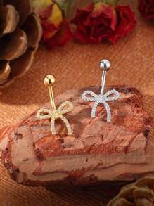 Bow Shaped Micro Inlaid Copper Umbilical Ring - Butterfly - View 12