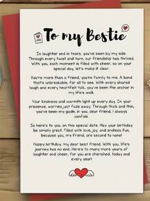 Tarjeta de felicitación de cumpleaños de alta calidad - 1 pieza con mensaje conmovedor para el/la mejor amigo(a) - con sobre, poesía reflexiva y diseño de amor con alas