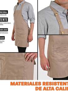 Mandil Unisex De Alta Calidad Para Chef: Resistente - Caqui - Ver 5