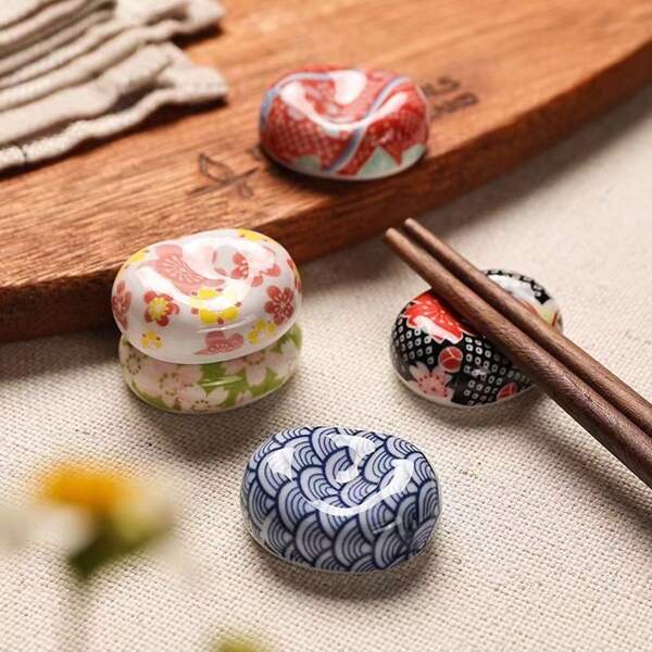 Set Of 6 Broad Bean Chopsticks Rest, Ceramic Chopsticks Holders, Spoon Fork Rest Rack, Home Kitchen Tableware Chopstick Support