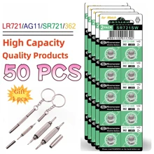 高容量 10 -50 件 AG11 SR721SW 362 361 162 纽扣手表电池 0%Hg 无汞纽扣电池适用于手表玩具遥控器带 1 个螺丝刀礼物