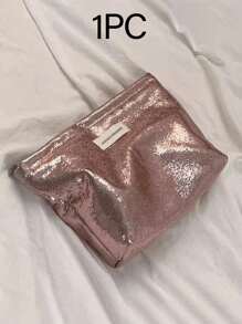 1 pieza Bolsa de maquillaje portátil, elegante y brillante de gran capacidad, bolsa de almacenamiento de maquillaje para viajes, bolsa de aseo organizadora, adecuada para artículos de tocador, cosméticos, brochas de maquillaje, accesorios, viajes, almacenamiento en el hogar, artículos esenciales para el viaje, suministros para dormitorios, regalos de novia para bodas, regalos para mujeres, regalos para mejores amigos, regalos de cumpleaños, recuerdos, artículos esenciales para el hogar, se puede usar en el baño, la sala de estar o el dormitorio, con estilo bohemio, para vacaciones en la playa, colección de baño, colección de dormitorio, gran capacidad