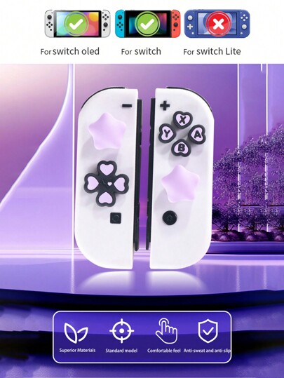 1 Set di adesivi per pulsanti + cappucci per levette analogiche, multicolore, morbidi al tatto, antiscivolo, compatibile con controller Switch/Switch OLED