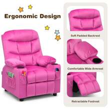 Kids Recliner Chair Velvet Adjustable Sofa Chair Gaming Lounge Chair - 粉色 - 查看 6