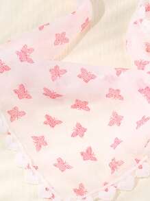 1 buc. Eșarfă elegantă pentru femei, stil francez, cu flori roz și fluture, stil rustic dulce, potrivită pentru purtare zilnică, festivaluri, Ziua Îndrăgostiților, petreceri, vacanță, fotografii la plajă, accesorii de păr, bandă de păr elegantă, bandă de păr - Roz - Vizualizare 4