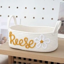 Panier de rangement personnalisé avec nom, panier de rangement de corde, panier de rangement DIY personnalisé avec nom, panier de rangement en corde, rangement pour désordre, cosmétiques, niche pour animaux de compagnie en laine