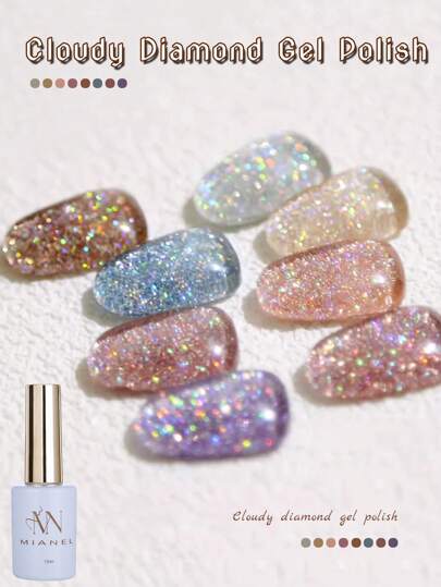 MIANEL 12ML 2026 云钻闪粉凝胶指甲油 8-12色小套装 闪粉凝胶指甲油 冬季美甲 闪亮彩色亮片 光疗指甲油 红色指甲 金色指甲 白色指甲 绿色指甲 棕色指甲 美甲艺术 完美适用于美甲沙龙和家庭DIY，美甲用品 迪斯科钻石凝胶 适合女性和女孩在派对和节日中佩戴
