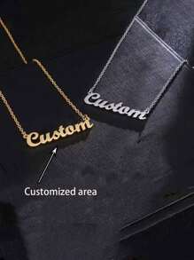 1PC Personalized Simple DIY Name Necklace Stainless Steel Neck Accessories Jewelry Parts (Customized Only In English) Back To School Winter Gift Ideas Boy Girl Valentine's Day, Groomsmen Gifts, Wedding Items, Bridesmaid Gifts