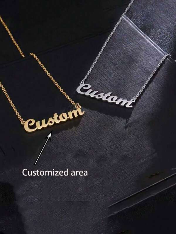 1PC Personalized Simple DIY Name Necklace Stainless Steel Neck Accessories Jewelry Parts (Customized Only In English) Back To School Winter Gift Ideas Boy Girl Valentine's Day, Groomsmen Gifts, Wedding Items, Bridesmaid Gifts