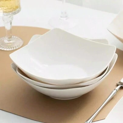 Juego de 4/6/10 piezas de tazones blancos para ensalada de 7,8 pulgadas, tazones de plástico reutilizables para ensalada de frutas, platos fríos, postres, comida para fiestas, apilables para almacenar