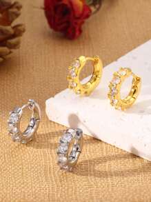 Pendientes de aro con círculo de circonita cúbica de moda