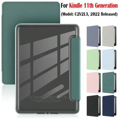 For Kindle 11th Generation 2022 E-Reader Case 6 Inch Smart Back Cover C2V2L3 Acrylic Protective Shell Auto Wake/Sleep Folio