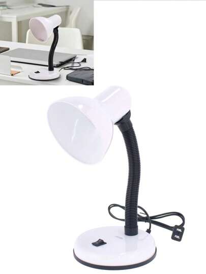Lampara escritorio mesa buró cuello flexible acabado en color blanco