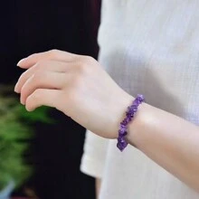 矩形天然紫水晶石手链 身体净化瘦身手链 女士能量石手链 减肥手链 缓解疲劳 疗愈瑜伽-紫色 - 紫色 - 查看 7