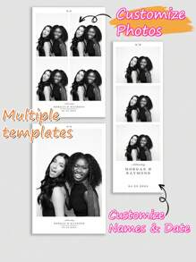 Boda moderna en blanco y negro, minimalista B&W, monograma de boda, plantilla de tira de fotos para boda, novia, novio, plantilla de tarjeta de reserva de fecha de la tira de fotos, tarjeta editable de cabina de fotos DIY, regalo del Día de San Valentín, San Valentín, regalo para ella, regalo para él, regalo para amigos, decoración del hogar, decoración, regalo personalizado, regalo personalizado, impresión gráfica - Blanco - Ver 1