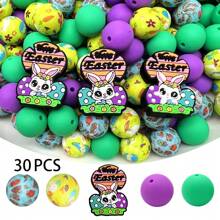 30pcs/52pcs Bunny Egg Shape Silicone Bead Set, Easter Jewelry DIY Gift, Suitable For Necklace, Bracelet, Home Decor - Ideal Handmade Gift