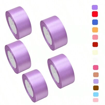 5 Rollos Liston Satinado Para Rosas Eternas Moños Navidad Regalos Decoraciones Manualidades 110 Metros 5 Piezas De 4 Cm Color Morado Rojo Rosa Dorado Beige Durazno Fiucsa Verde W5899 MORADO