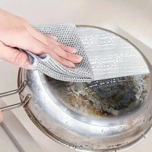 10pcs Non-Scratch Wire Dishcloth, Multipurpose Wire Dishwashing Rags For Wet And Dry, Easy Rinsing, Soft Wire Cleaning Cloth Wire Dish Towels, Scrubs & Cleans For Metal, Kitchen, Dishes (20*20)