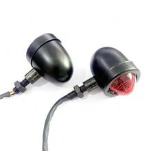 1 对 12V 通用摩托车金属转向信号指示灯闪光灯适用于咖啡赛车和老式摩托车 - 銀色 - 查看 7