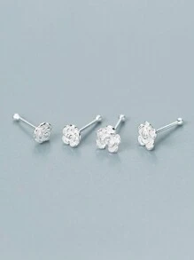 1 Pair S925 Silver Simple Rose Flower Stud Earrings, Fresh & Sweet Design For Girl