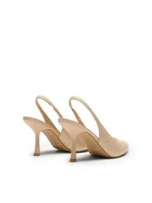 Women's Pointed Toe Slingback Stiletto Heel Pumps Slip-On Closed Toe Dress Bridal Elegant Wedding Sexy Party Shoes - 杏色 - 查看 8