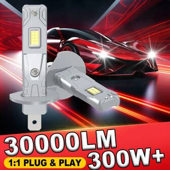 2 piezas Faros LED H1 H4 H7 H11 9005/HB3 9006/HB4 LED 30,000LM 300W de haz alto y bajo, bombillas blancas de 6000K con chip CSP al 800% de brillo, enchufar y usar