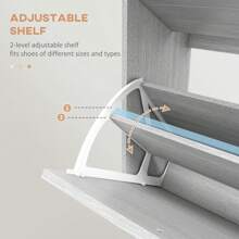 HOMCOM Narrow Shoe Cabinet, Slim Shoe Storage Cabinet With 3 Flip Drawers, 12 Pair Of Shoes Organizer Hallway Entryway, Grey - 灰色 - 查看 4