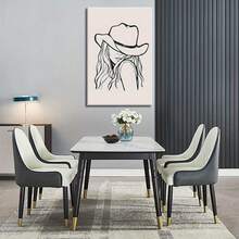Chic Wtern Cowgirl Black & White Line Art Canvas  VintageInspired Framed Wall Decor, Minimalist Dign With Wooden Frame For Bedroom, Dorm, Apartment, Room Decor, 2D, Perfect For Room Decor - đóng khung - Xem 2