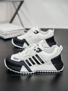 Large Size Four Season Spring/Summer Casual Sports Shoes, Wear-Resistant And Fashionable, High Cut, Thick Sole, High Height, Black And White Men's Shoes