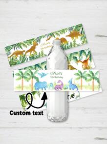 30 etiquetas personalizadas para botellas de agua de cumpleaños con diseño de dinosaurios, pegatinas temáticas de dinosaurios y animales personalizadas para decoraciones de fiesta de baby shower - Multicolor - Ver 1