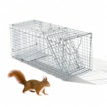32" Live Animal Cage Trap, Heavy Duty Folding Raccoon Trap, Humane Cat Trap With Handle For Rabbits, Stray Cats, Squirrels, Raccoons, Skunk, Mole, Groundhogs And Opossums