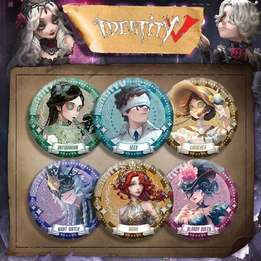 1 件 Identity V 闪亮徽章，纯色全息徽章，58 毫米，游戏卡通周边，朋友礼物 - 彩色 - 查看 1