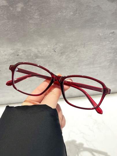 1pc/2pcs Small Frame Fashion Clear Lens Non-Prescription Glasses, Wine Red Frame, Retro & Unique Style, Ultra-Light & Comfortable, Suitable For Reading, Computer, Phone, Gaming And Daily Use