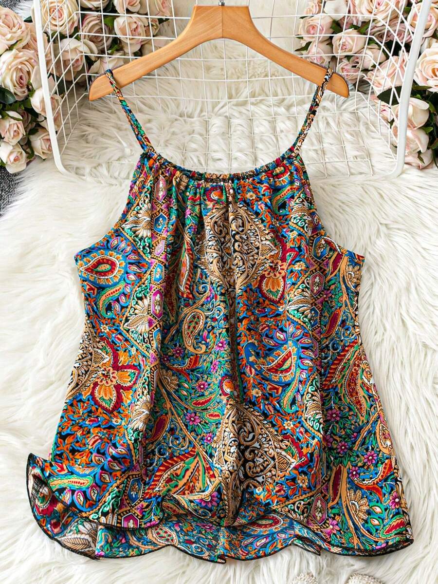 Women Summer Vacation Fashion Paisley Print Camisole