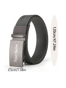 1 条定制姓名文字男士帆布腰带，无齿自动扣搭配休闲裤和牛仔裤腰带，适合青少年 - 光面帆布 - 查看 4
