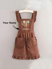 1pc Customized Printed Stylish Korean Apron, Waterproof And Stain Resistant, Apron Cute Lace Skirt Apron, Black Stain Resistant Apron, Sleeveless Apron, For Home, Kitchen, Nail Shop, Cooking, Baking, Nail Salon, Women Work Uniform, Coffee Smock, Home Cooking Clean Sleeveless Bib Apron, Multi-Functional, Ornamental, Reusable, Breathable, Adorable, High-Quality, Cute, Vintage, Colorful, Custom, Personalized, Unique, Ideal Gifts For Her, Her, Girlfriend, Mom, Family, Friends - Multicolor - View 7