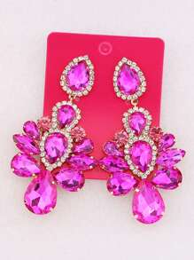 ACEHLN 新款長款金屬彩色水晶吊墜耳環，高品質時尚鑽石配飾女士批發 - Style 1 - 查看 5