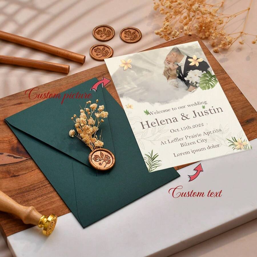 Personalized Acrylic Wedding Invitations, Customized Picture Text Invitations, Birthday Invitations, Wedding Cards, Bridal Shower Gifts, Event Invitations, Groomsmen Gifts, Wedding Items, Bridesmaid Gifts - Transparent - View 1