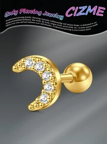 CIZME 1 件 16g 软骨耳钉耳屏耳钉软骨穿孔首饰前耳钉耳钉车耳甲海螺不锈钢穿孔首饰，不锈钢耳钉男女款向日葵月亮花星蝴蝶心叶蛇心 CZ 16G 软骨耳环套装螺丝后耳环耳钉穿孔首饰，16G 软骨耳环不锈钢耳钉球背软骨耳钉海螺穿孔首饰女士