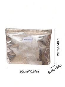 1 pieza Bolsa de maquillaje portátil, elegante y brillante de gran capacidad, bolsa de almacenamiento de maquillaje para viajes, bolsa de aseo organizadora, adecuada para artículos de tocador, cosméticos, brochas de maquillaje, accesorios, viajes, almacenamiento en el hogar, artículos esenciales para el viaje, suministros para dormitorios, regalos de novia para bodas, regalos para mujeres, regalos para mejores amigos, regalos de cumpleaños, recuerdos, artículos esenciales para el hogar, se puede usar en el baño, la sala de estar o el dormitorio, con estilo bohemio, para vacaciones en la playa, colección de baño, colección de dormitorio, gran capacidad