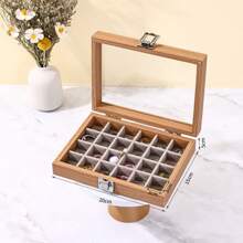 Caja de almacenamiento de joyas de madera transparente de lujo clásica - Multicolor - Ver 5