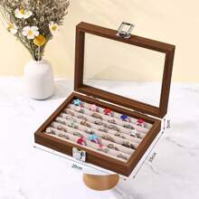 Caja de almacenamiento de joyas de madera transparente de lujo clásica - Multicolor - Ver 10