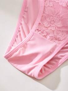 APRSEA 3pcs Women's Sexy Lace Patchwork LOVE Letter Mature Thong Panties - Multicolor - View 7