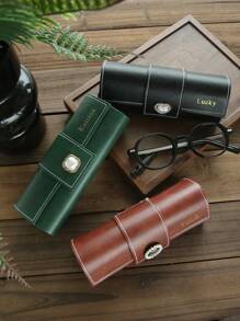 1 件定制名称复古眼镜盒，配有复古珍珠和水钻纽扣，个性化复古太阳镜架眼镜盒仿皮便携袋，定制烫印便携式眼镜盒，经典顶部缝线设计，雕刻金色字母组合，母亲节礼物，送给爸爸妈妈他她