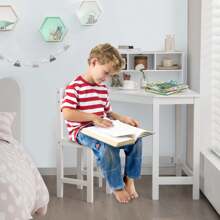 Kids Corner Desk & Chair Set Children Study Table With Chair - White - View 5