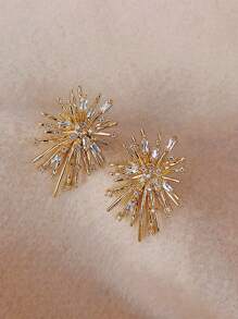 1 Pair Luxury Boutique Zirconia Firework Stud Earrings, Sophisticated And Versatile, High Quality Aesthetic For Daily, Party, And Valentine's Day Wear,Mom,Mother,Mother's Day,Gift