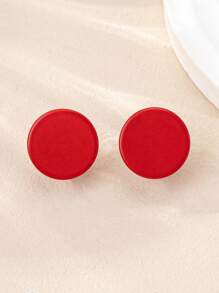 1 Pair Mini Elegant Sweet Enamel Round Clip-On Earrings For Women, Suitable For Festival, Birthday, Date, Party, Holiday, Everyday Commute - Color - View 11