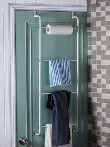 1pc Over-The-Door Hook Organizer Rack - Suitable For Bathroom, Bedroom, Kitchen, Office And Other Spaces, Home Bathroom Decor, Bathroom Storage And Organization, Autumn Decor, Back To School Decor - White - View 4