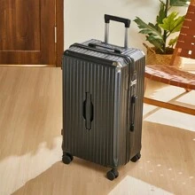 20 英寸大容量行李箱，轻便便携旅行箱，简约设计，适合学校、学校配件和学校用品 - 黑色 - 查看 3