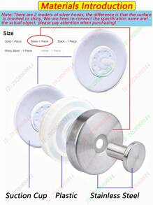 Strong Suction Cups Hooks,Vacuum Suction Cups Hooks For Shower,Silicone,Removable Sticky Grippy Suction Holder,Window Suction Cups With Hooks,Adhesive Wall Hooks,Self-Adhesive Hooks,Towel Holder,Door Bag Hanger - Multicolor - View 4